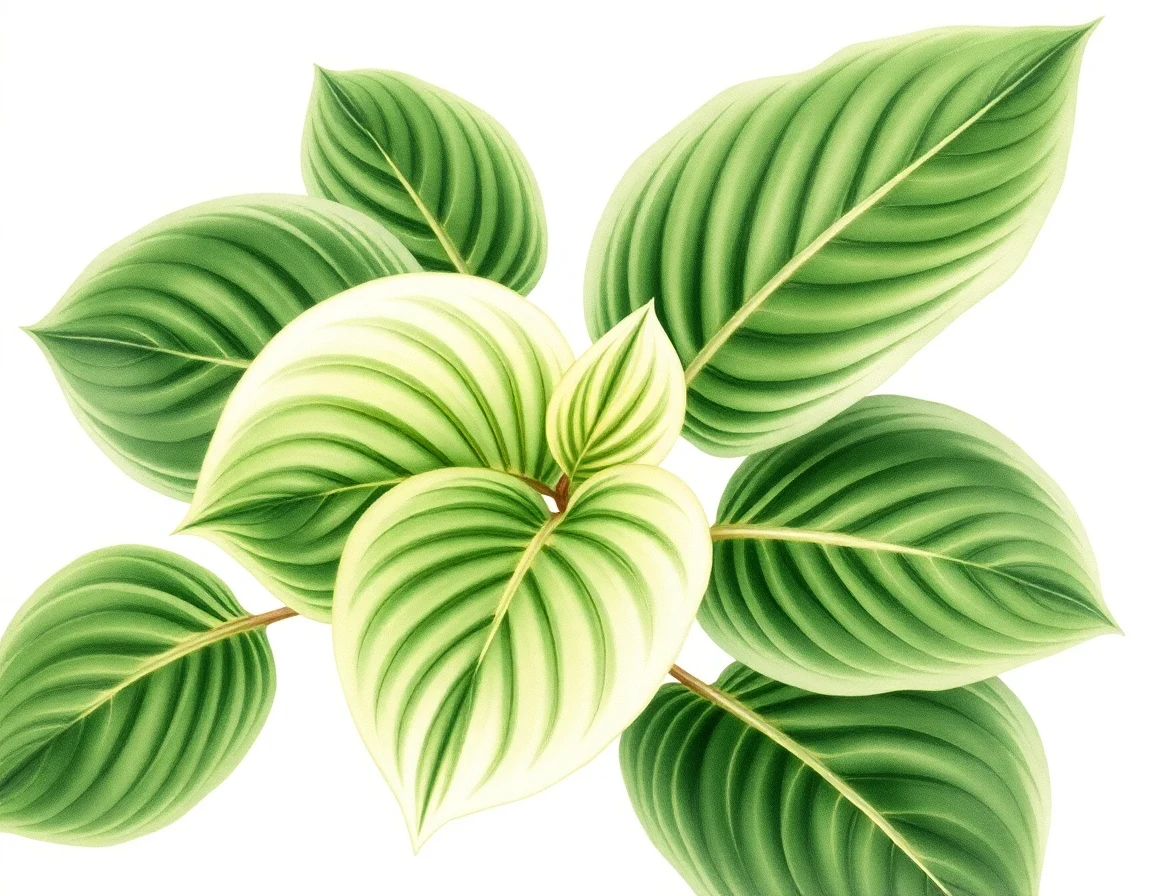 Watercolor illustration of Hosta 'Outrageous Dragon'