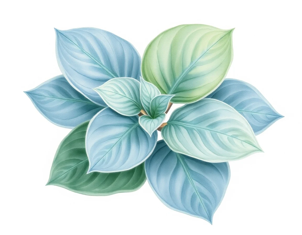 Watercolor illustration of Hosta 'Pacific Blue Edger'