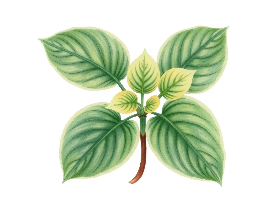 Watercolor illustration of Hosta 'Painted Lady'