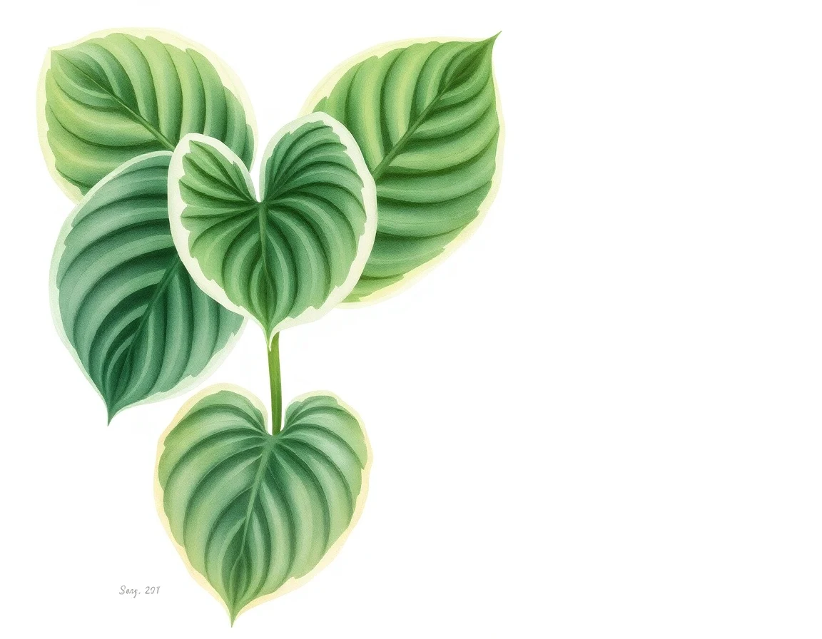 Watercolor illustration of Hosta 'Paisley Border'