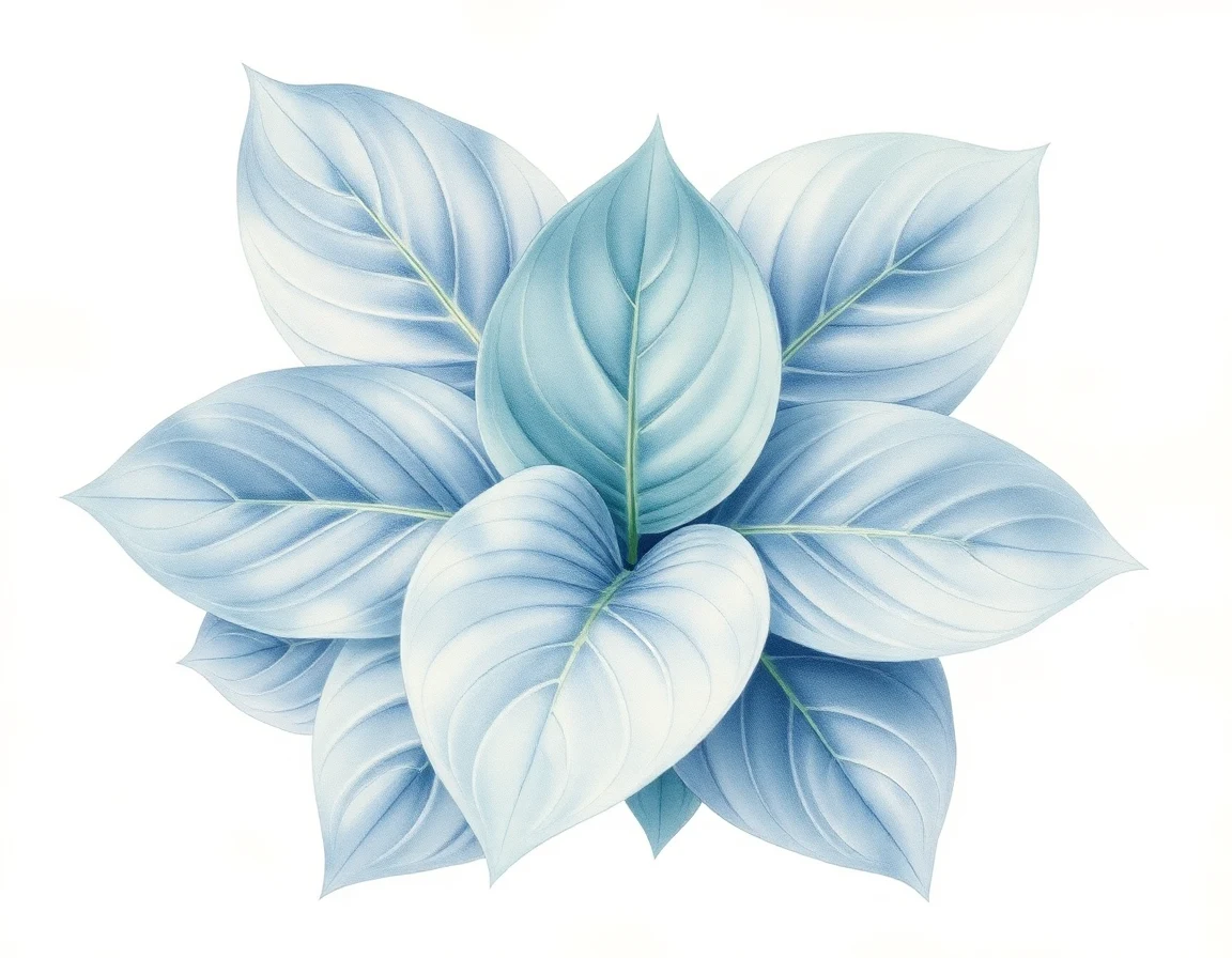 Watercolor illustration of Hosta 'PAL's First Blue'