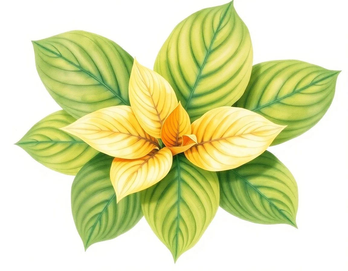 Watercolor illustration of Hosta 'PAL's Plymouth Rock'