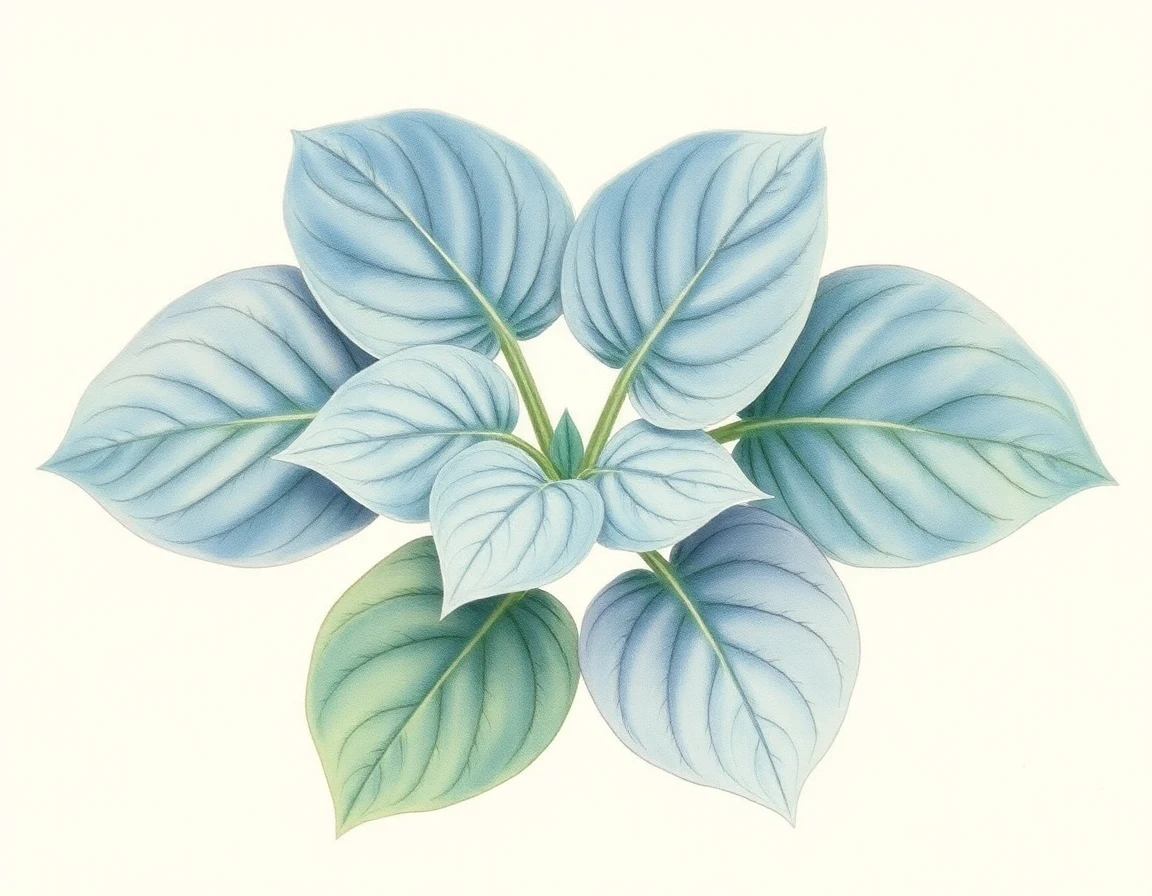 Watercolor illustration of Hosta 'Pandora's Stripe'