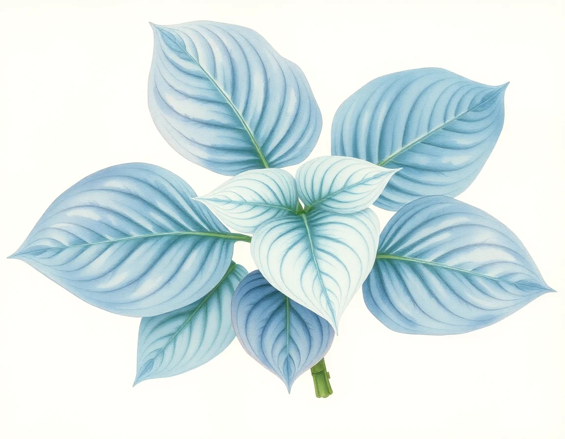 Watercolor illustration of Hosta 'Paradise Restored'