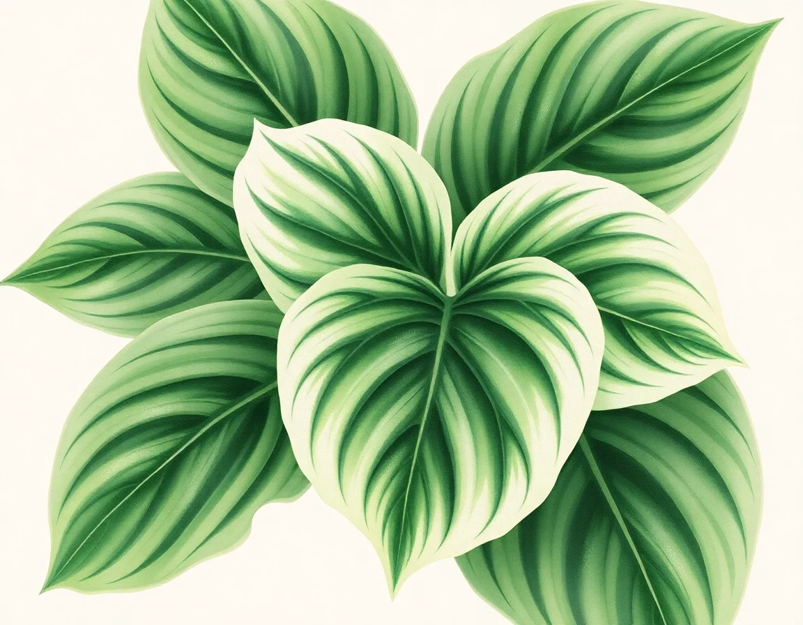 Watercolor illustration of Hosta 'Parhelion'