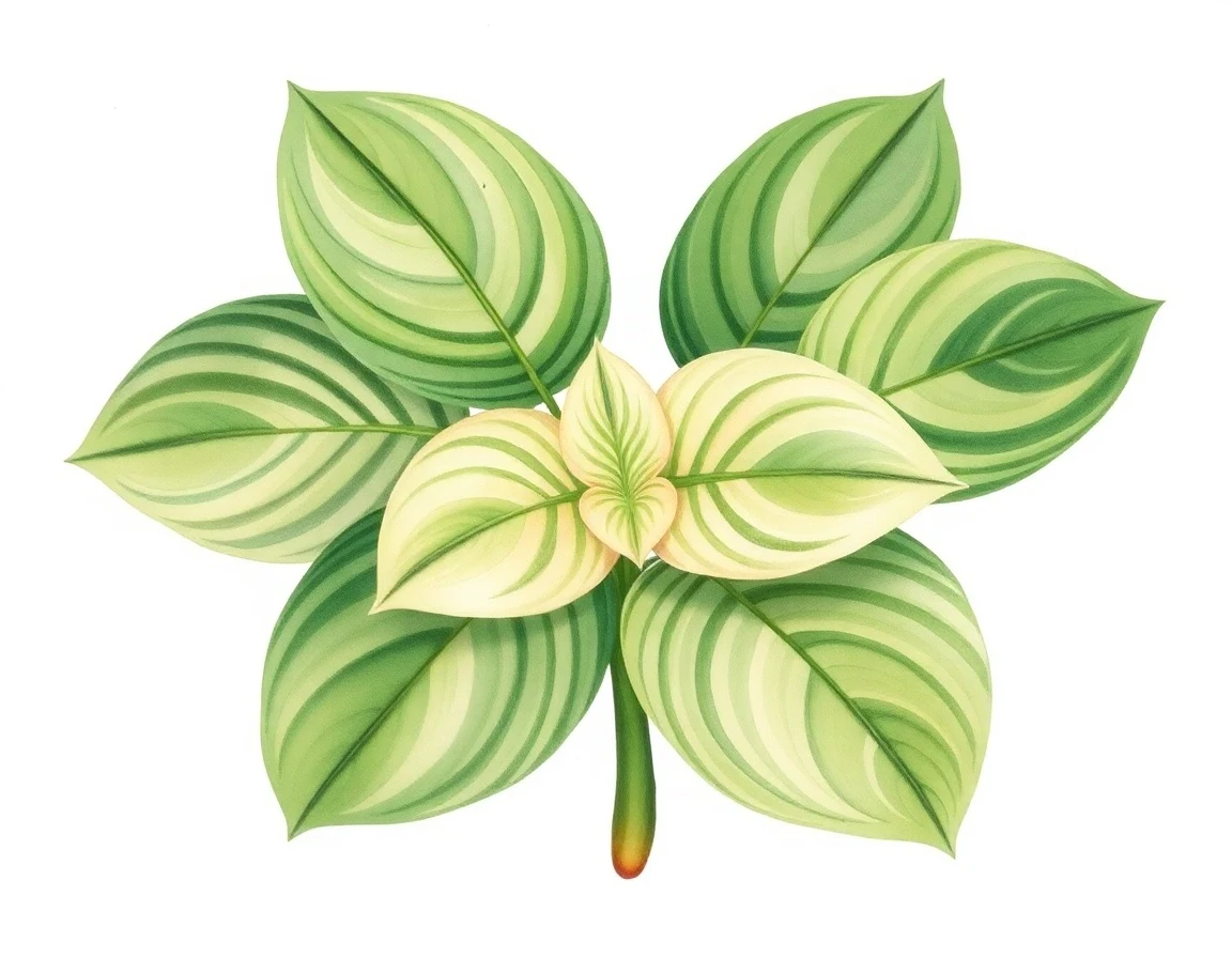 Watercolor illustration of Hosta 'Patriot Games'
