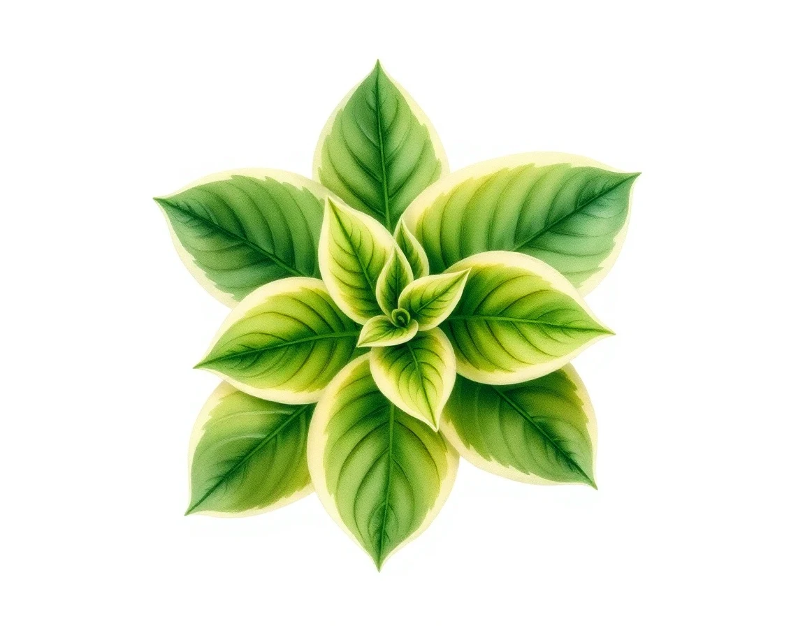 Watercolor illustration of Hosta 'Patriot's Fire'