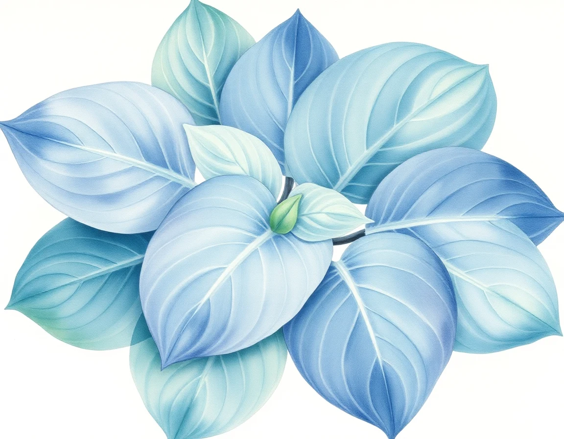 Watercolor illustration of Hosta 'Peacock Feathers'