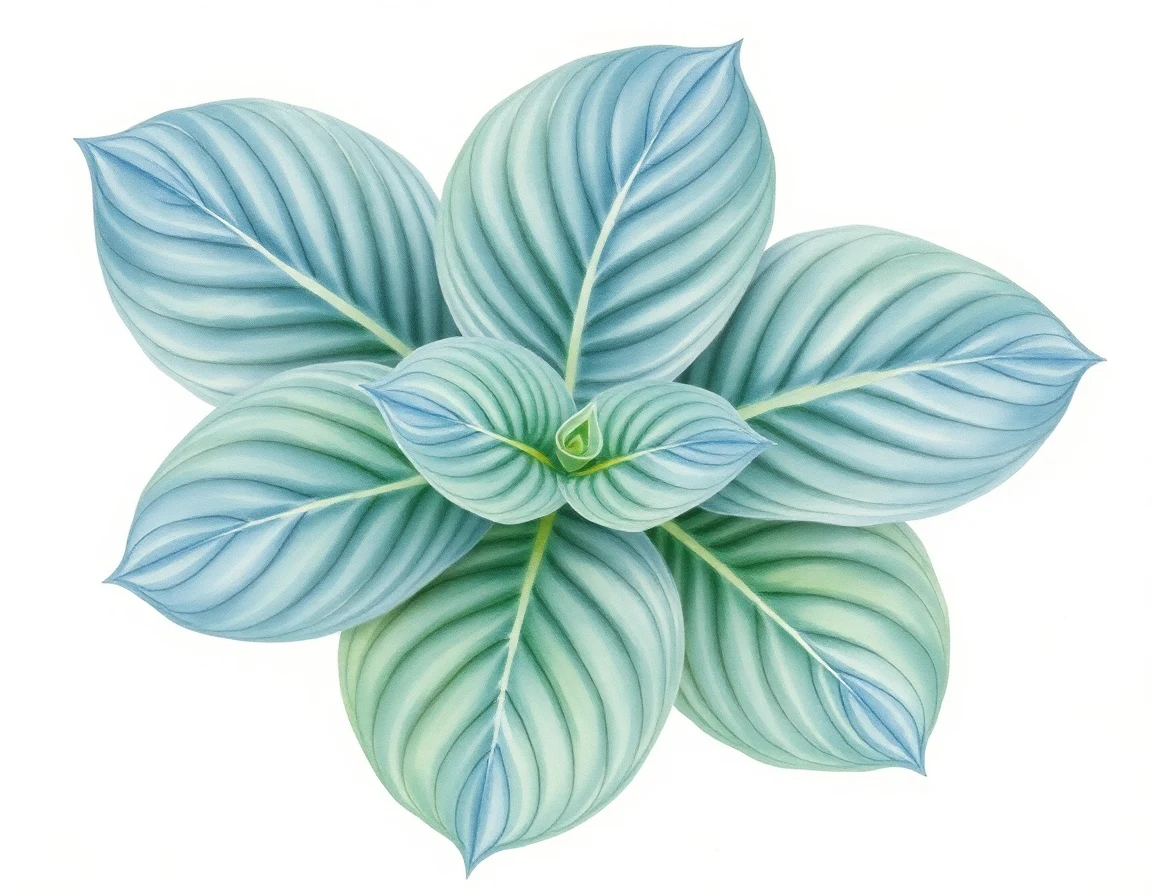 Watercolor illustration of Hosta 'Peacock Strut'