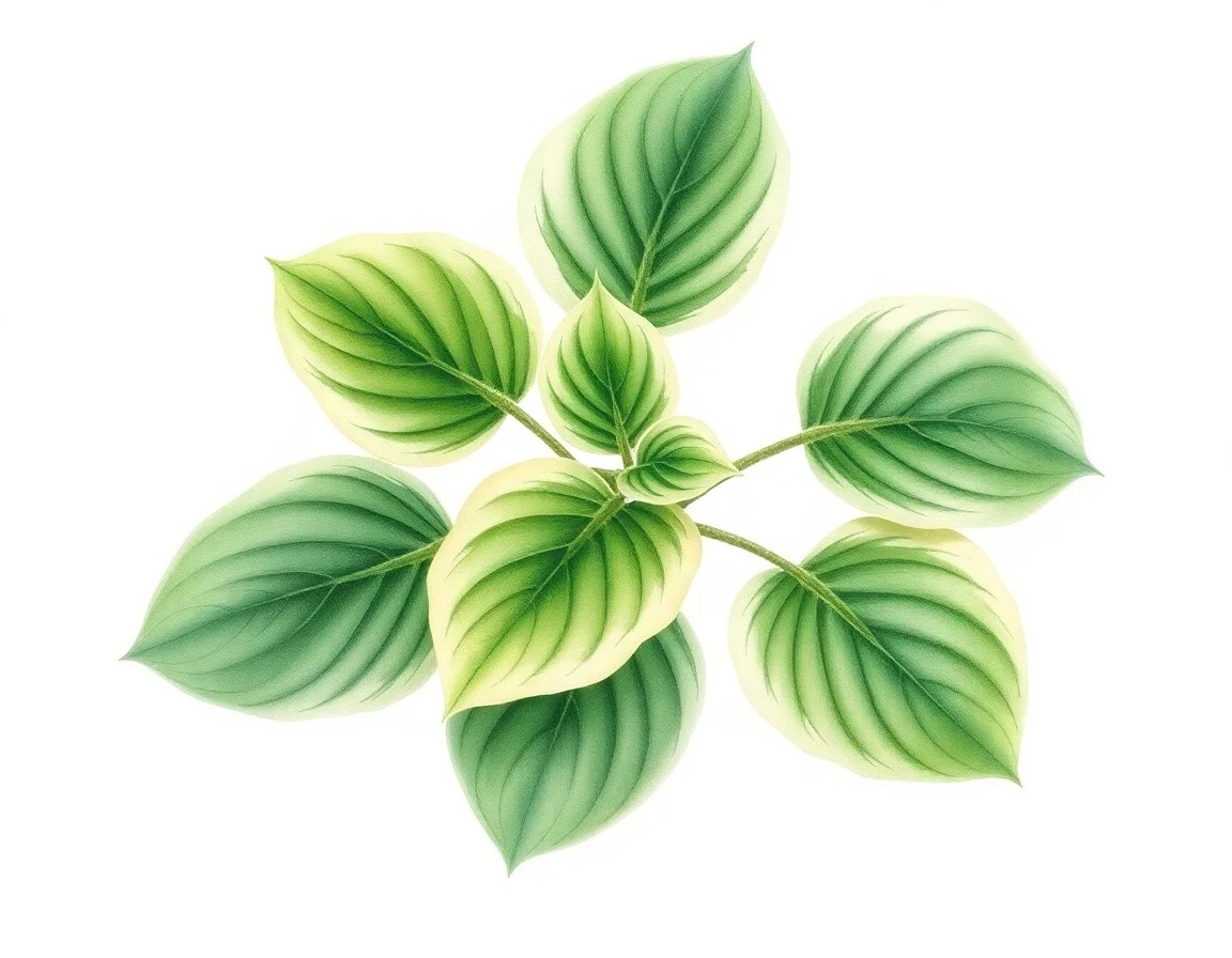 Watercolor illustration of Hosta 'Peanut'