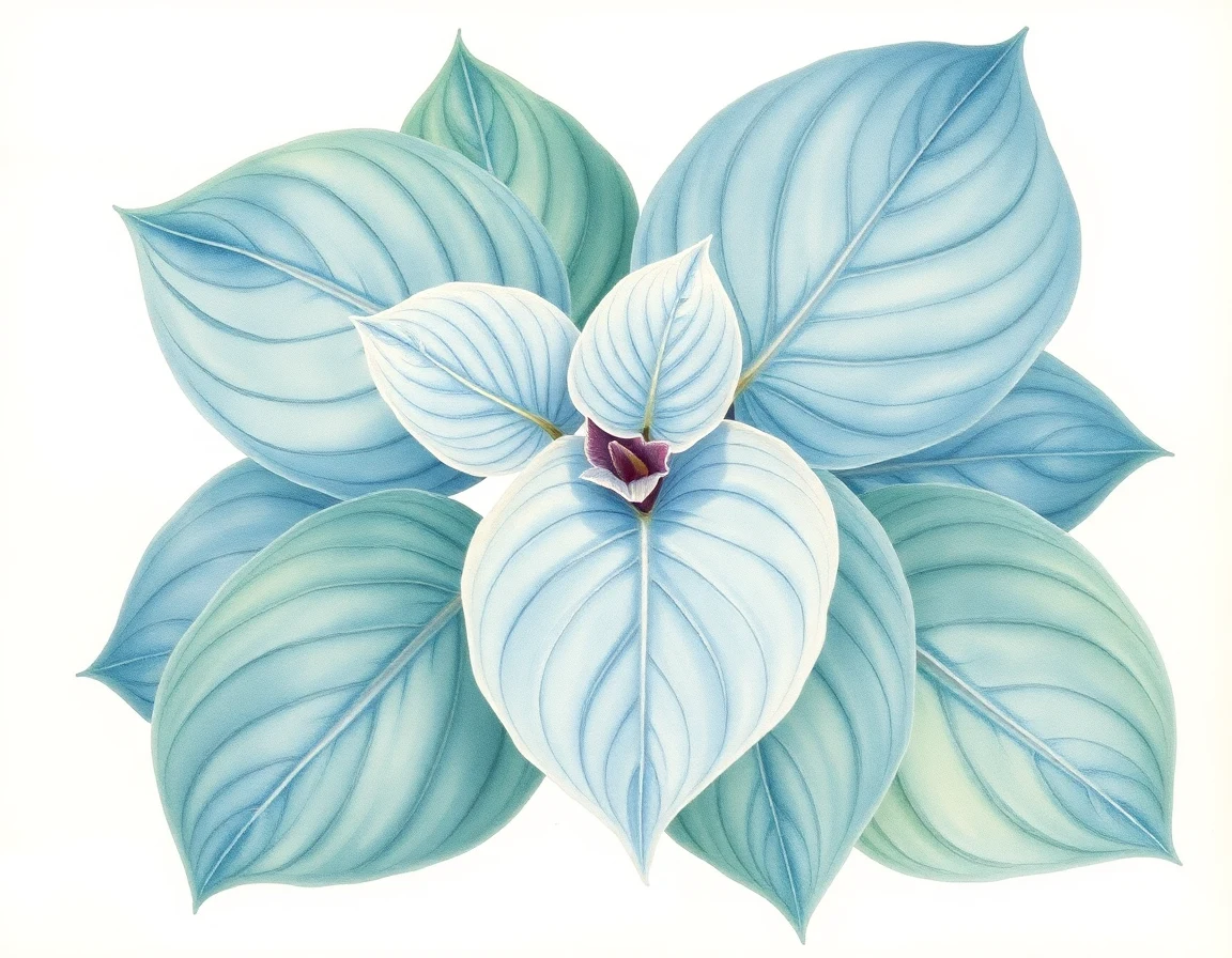 Watercolor illustration of Hosta 'Pearly Gates'