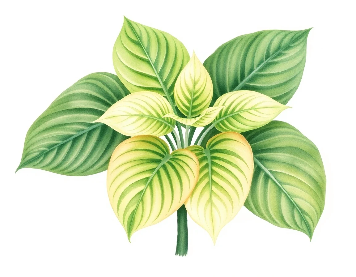 Watercolor illustration of Hosta 'Pebble Creek'