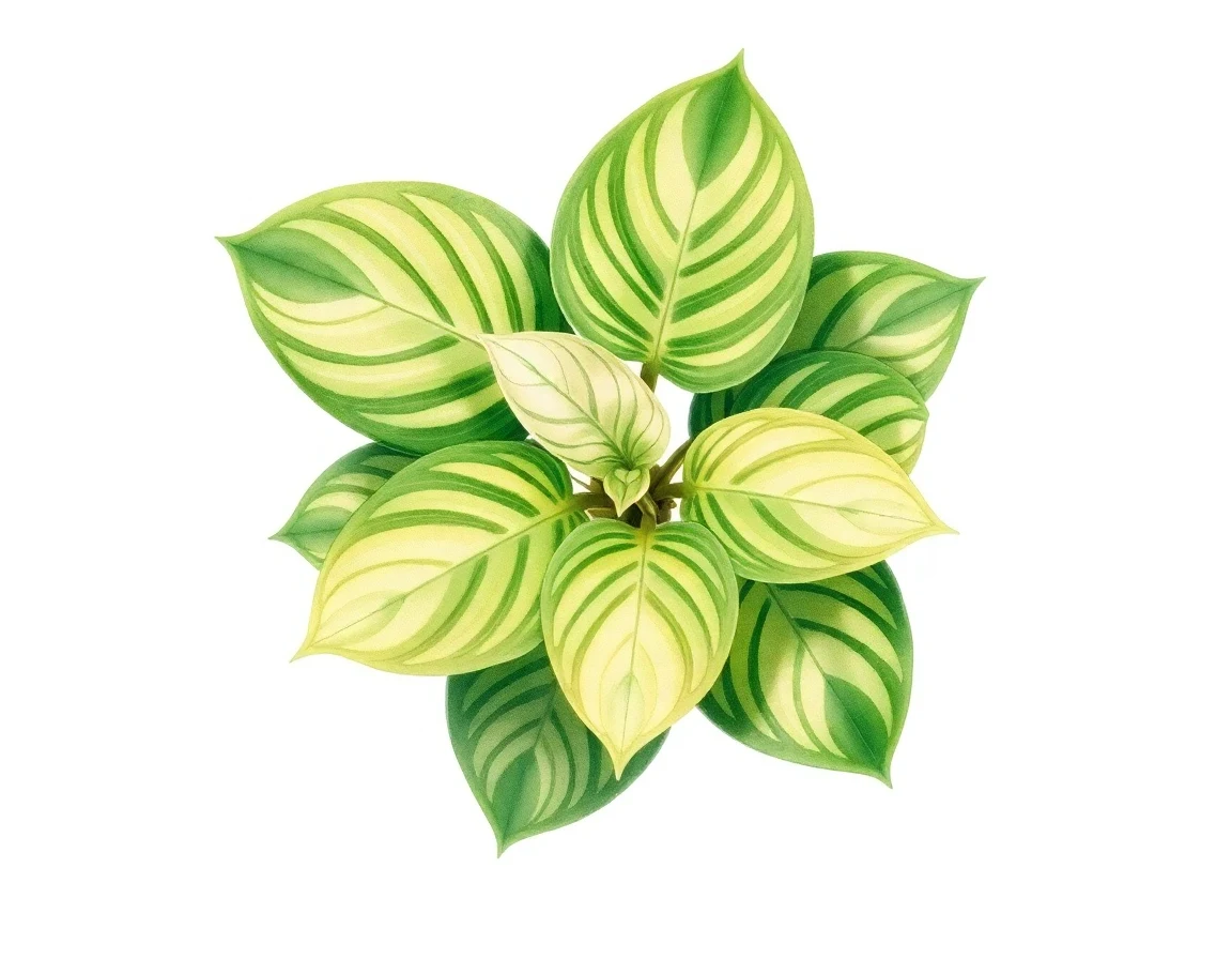 Watercolor illustration of Hosta 'PeeDee Elfin Bells'