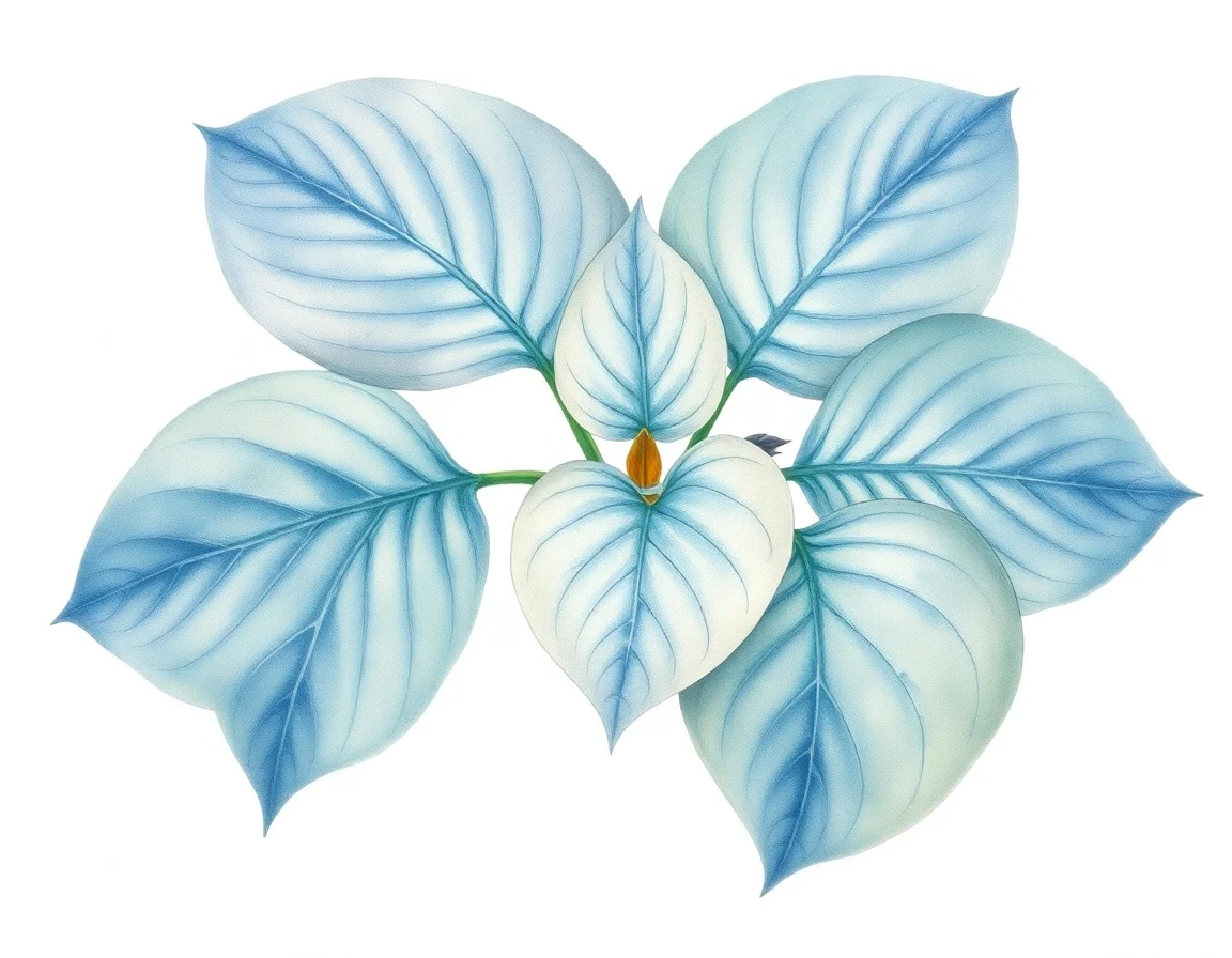 Watercolor illustration of Hosta 'PeeDee Granny Smith'