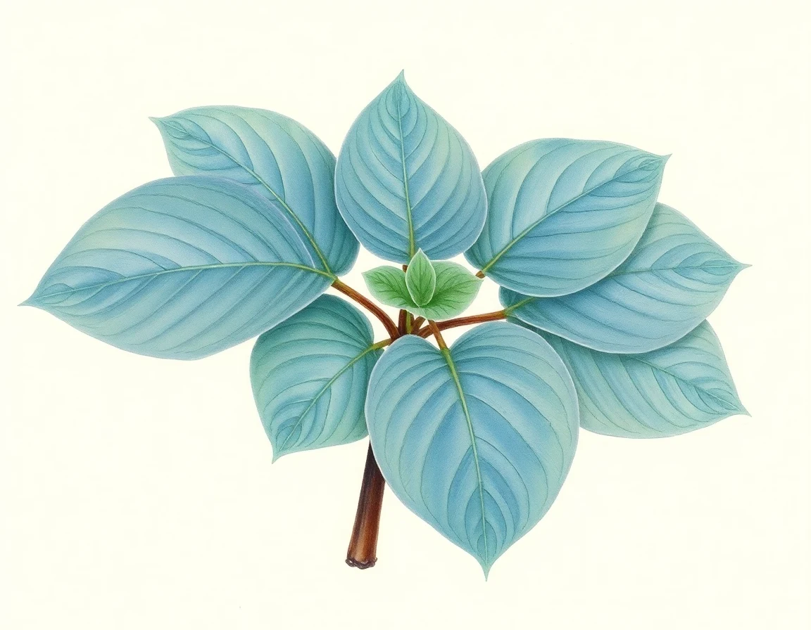 Watercolor illustration of Hosta 'Peek A Boo Purple'
