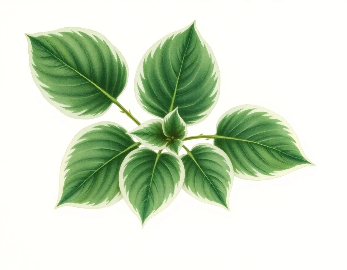 Watercolor illustration of Hosta 'Pegasus'