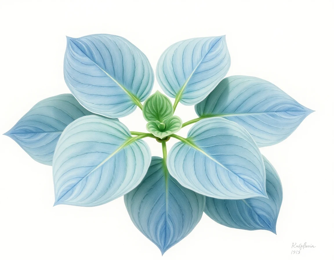 Watercolor illustration of Hosta 'Pelham Blue Tump'