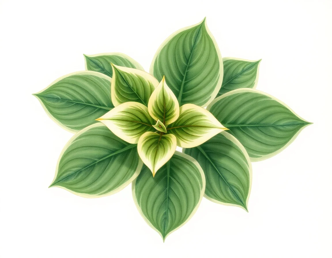 Watercolor illustration of Hosta 'Perky'