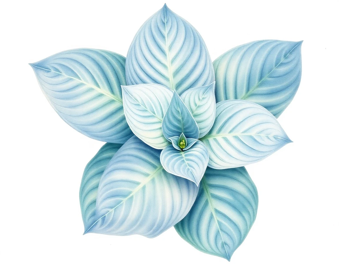 Watercolor illustration of Hosta 'Permafrost'