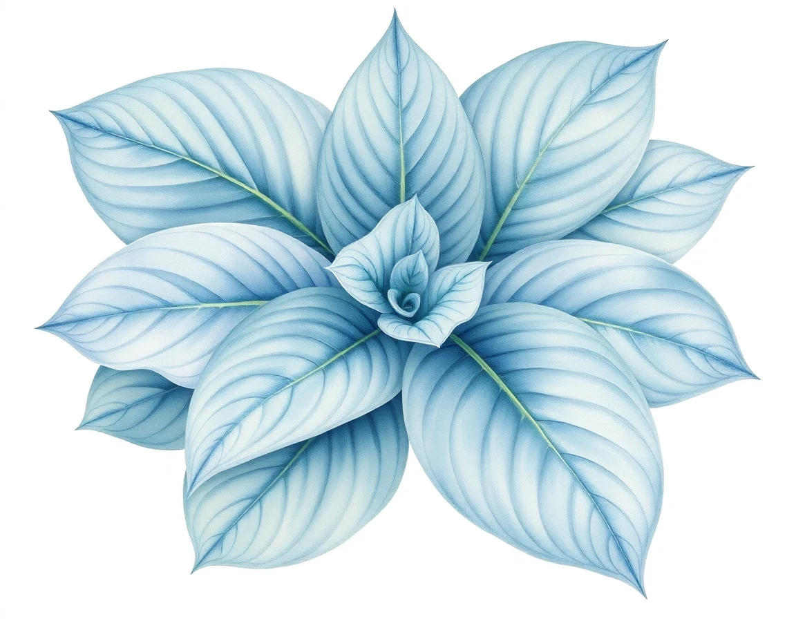 Watercolor illustration of Hosta 'Perry's True Blue'