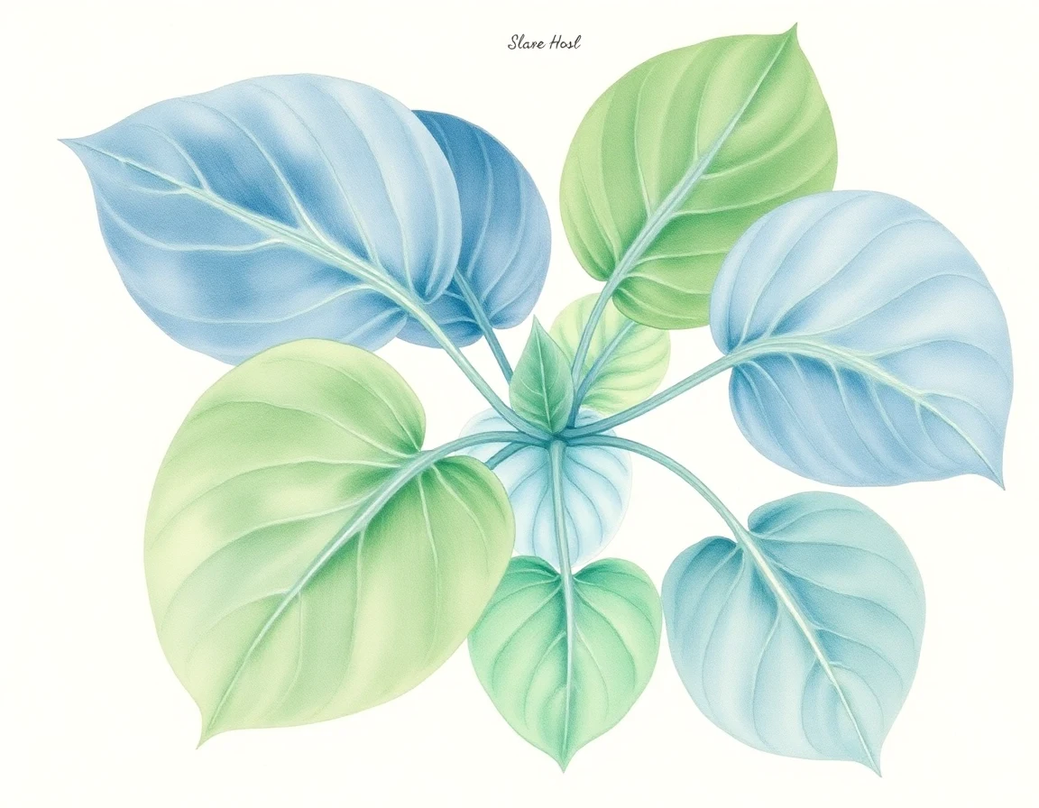 Watercolor illustration of Hosta 'Persephone'
