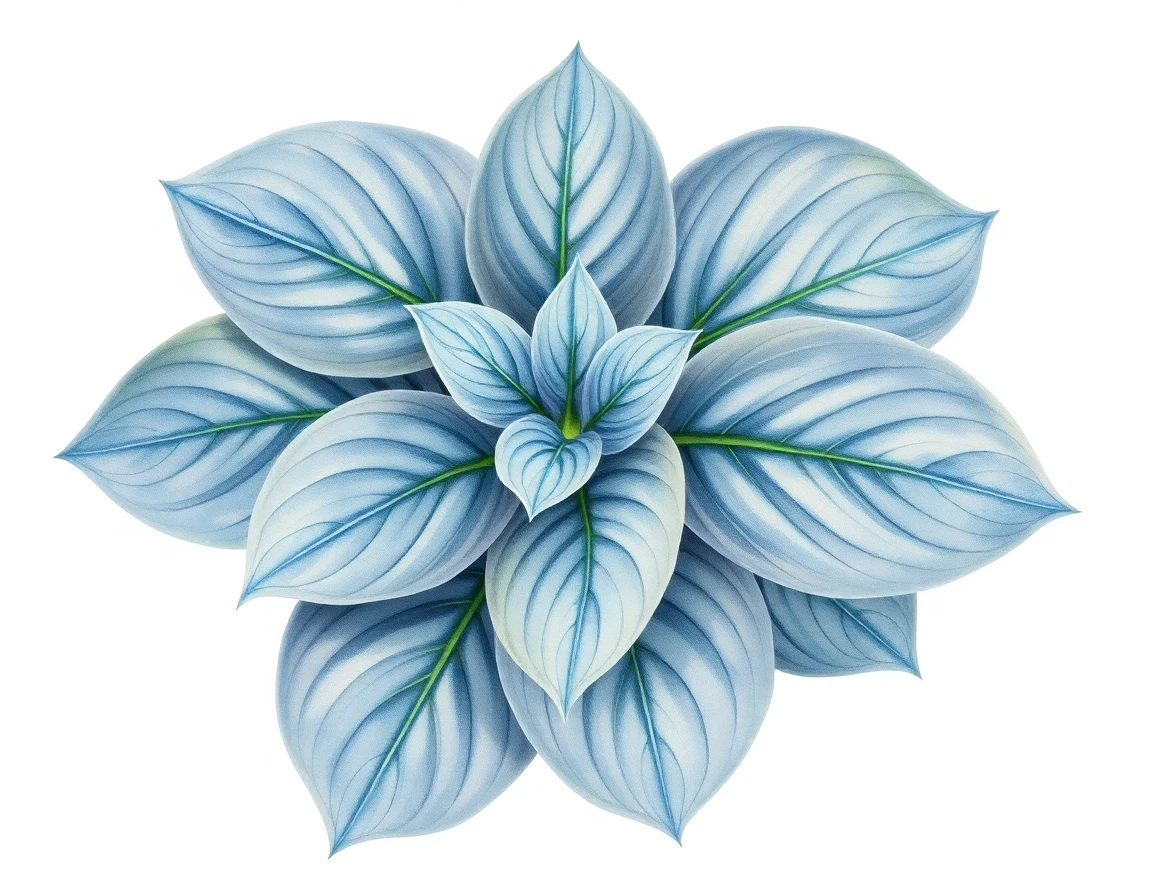 Watercolor illustration of Hosta 'Pewter Platter'