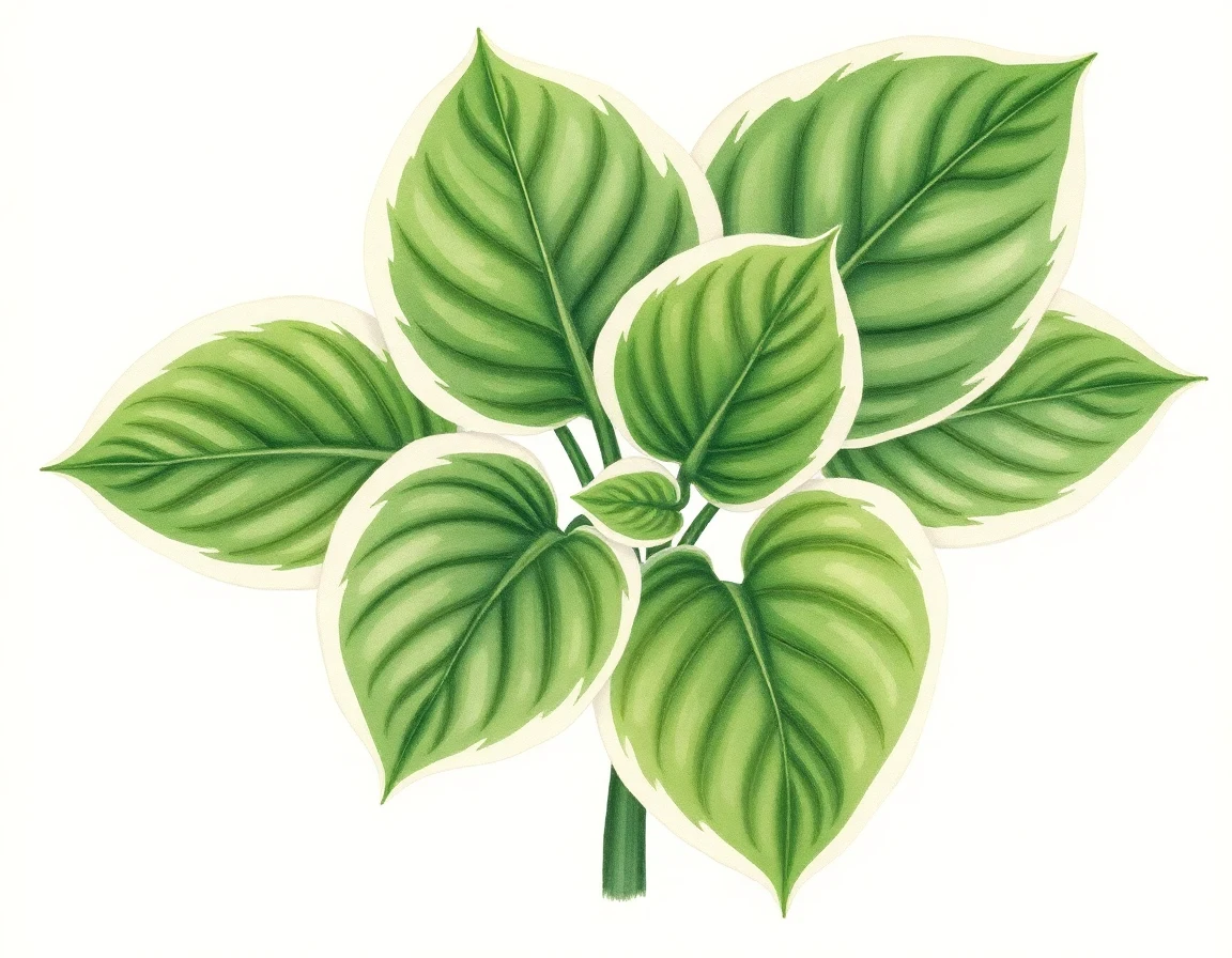 Watercolor illustration of Hosta 'Photo Finish'