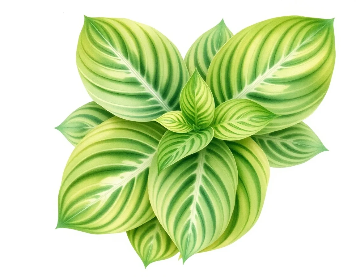 Watercolor illustration of Hosta 'Piecrust Promise'
