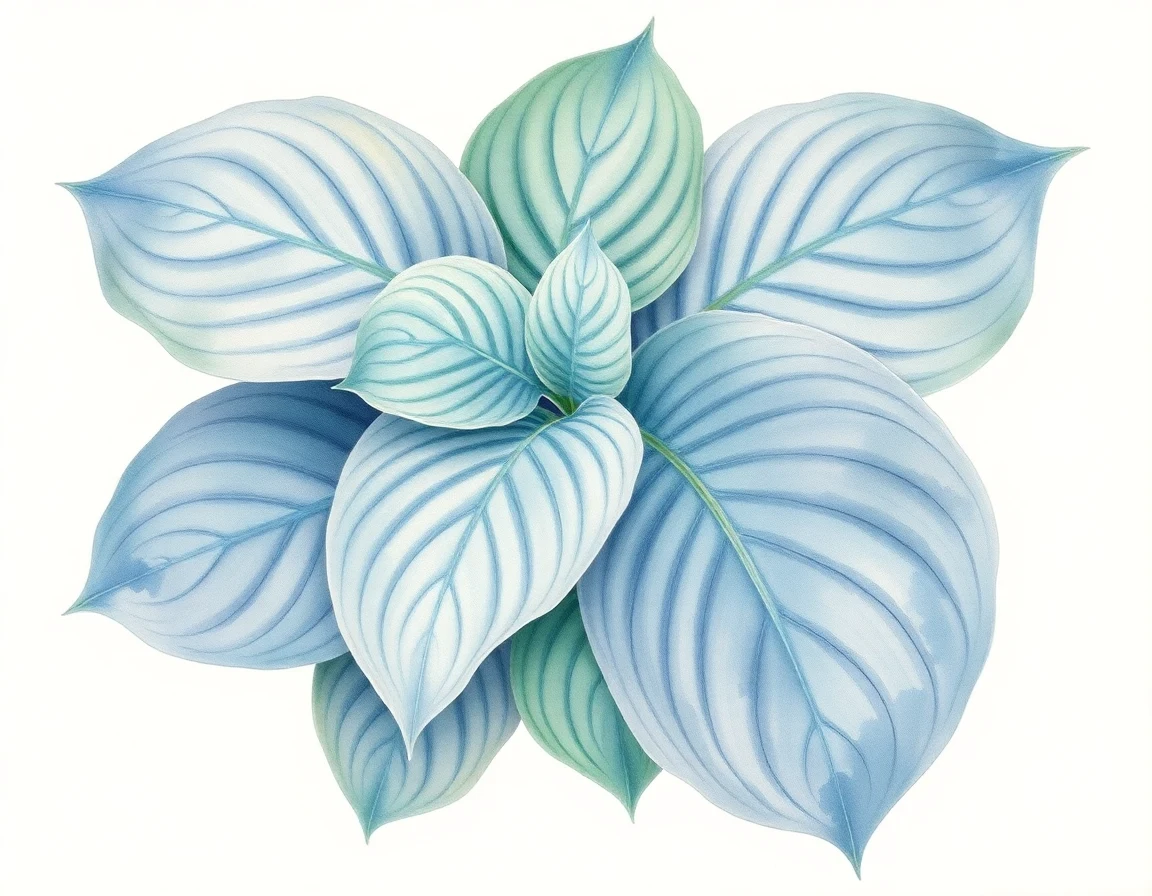 Watercolor illustration of Hosta 'Piedmont Honey'