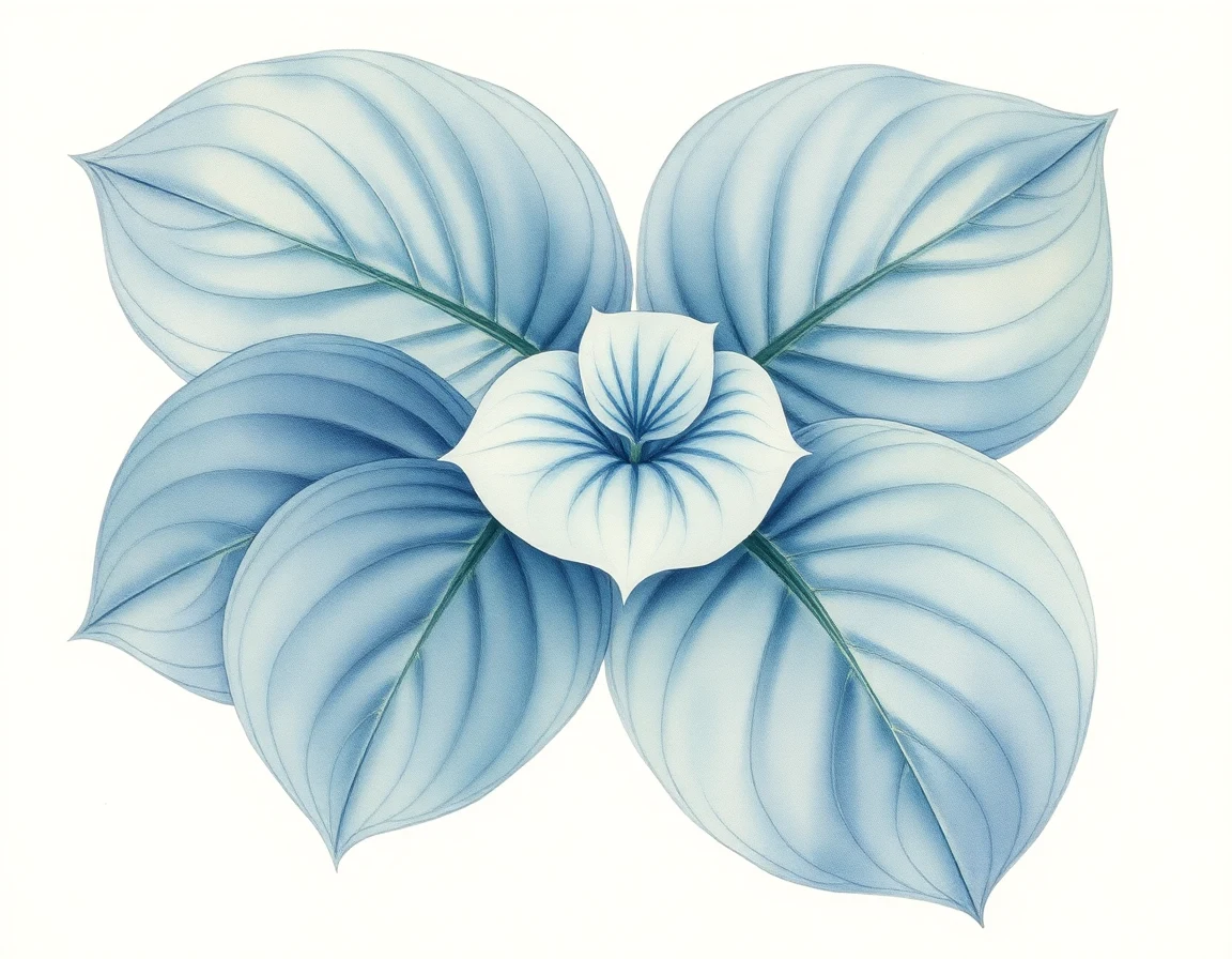 Watercolor illustration of Hosta 'Piedmont Special'