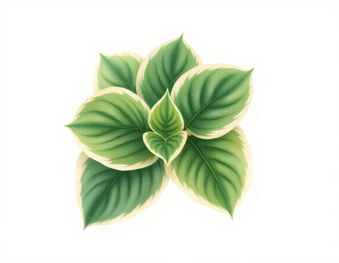 Watercolor illustration of Hosta 'Pin Stripe Sister'