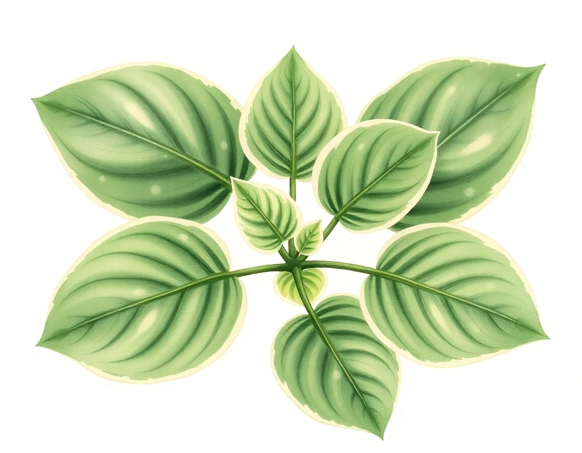 Watercolor illustration of Hosta 'Pink Panther'