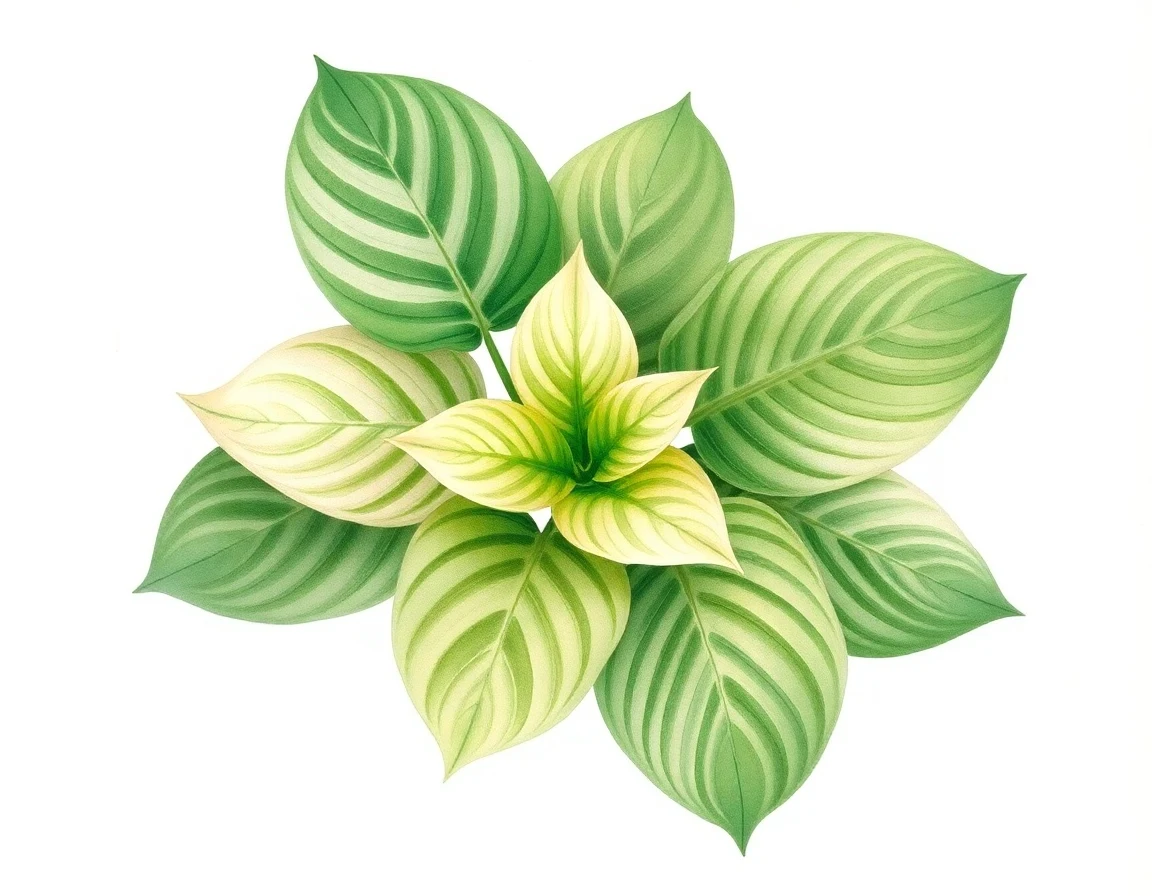 Watercolor illustration of Hosta 'Pinwheel'