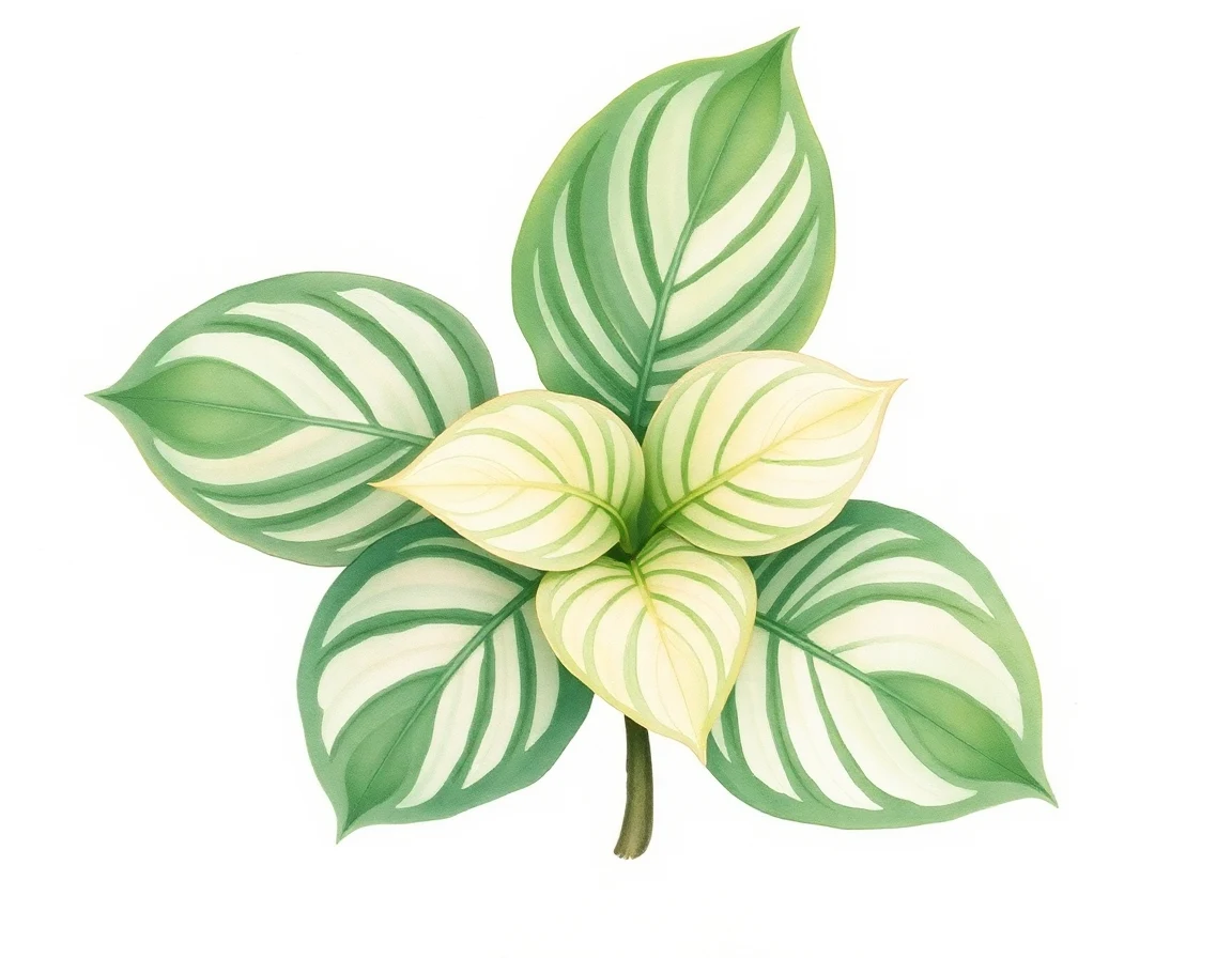 Watercolor illustration of Hosta 'Pisces'
