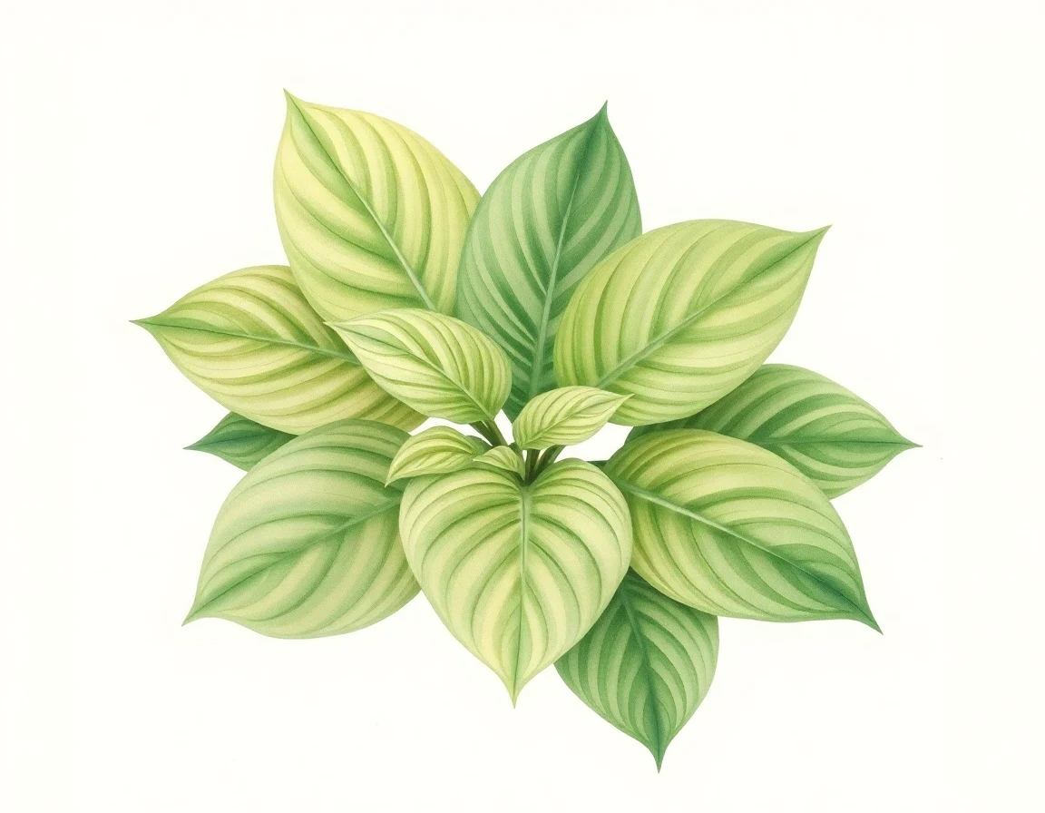 Watercolor illustration of Hosta 'Pitch Black'