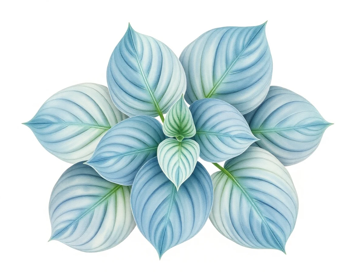 Watercolor illustration of Hosta 'Pitter Patter'
