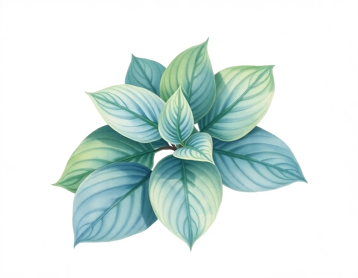 Watercolor illustration of Hosta 'Planet X'