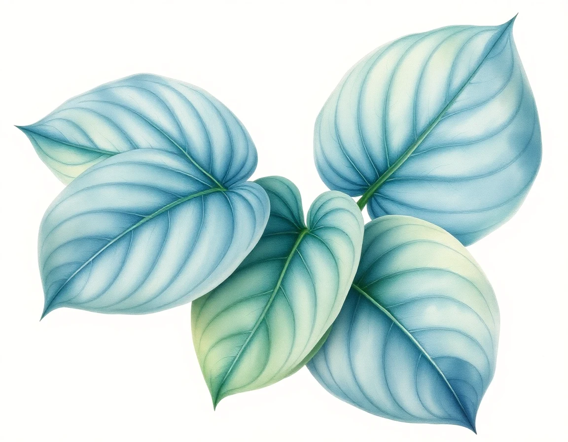 Watercolor illustration of Hosta 'Planetary Streaker'
