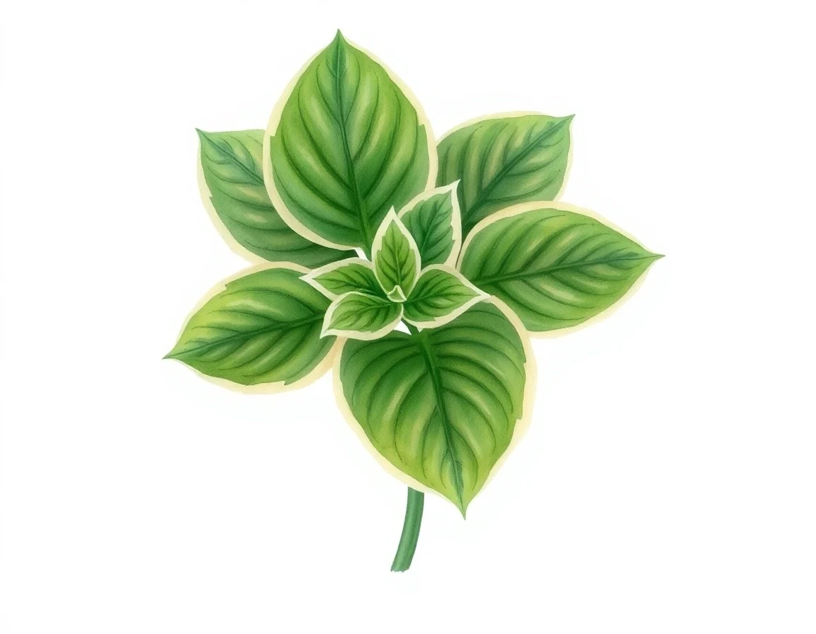 Watercolor illustration of Hosta 'Platinum Tiara'