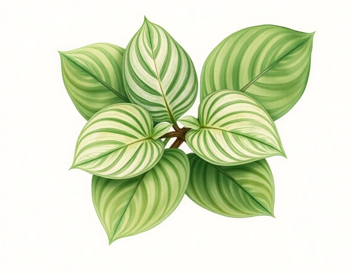 Watercolor illustration of Hosta 'Plug Nickel'