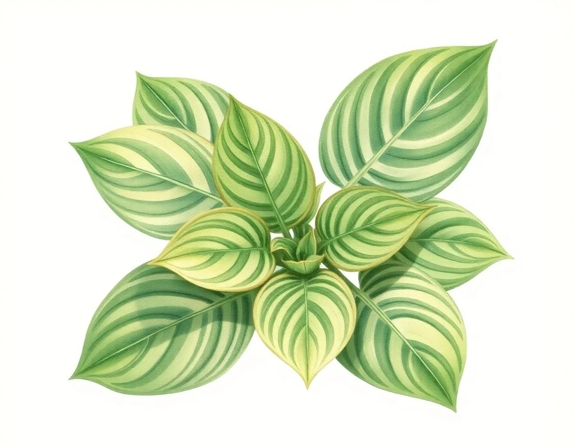 Watercolor illustration of Hosta 'Polly Mae'