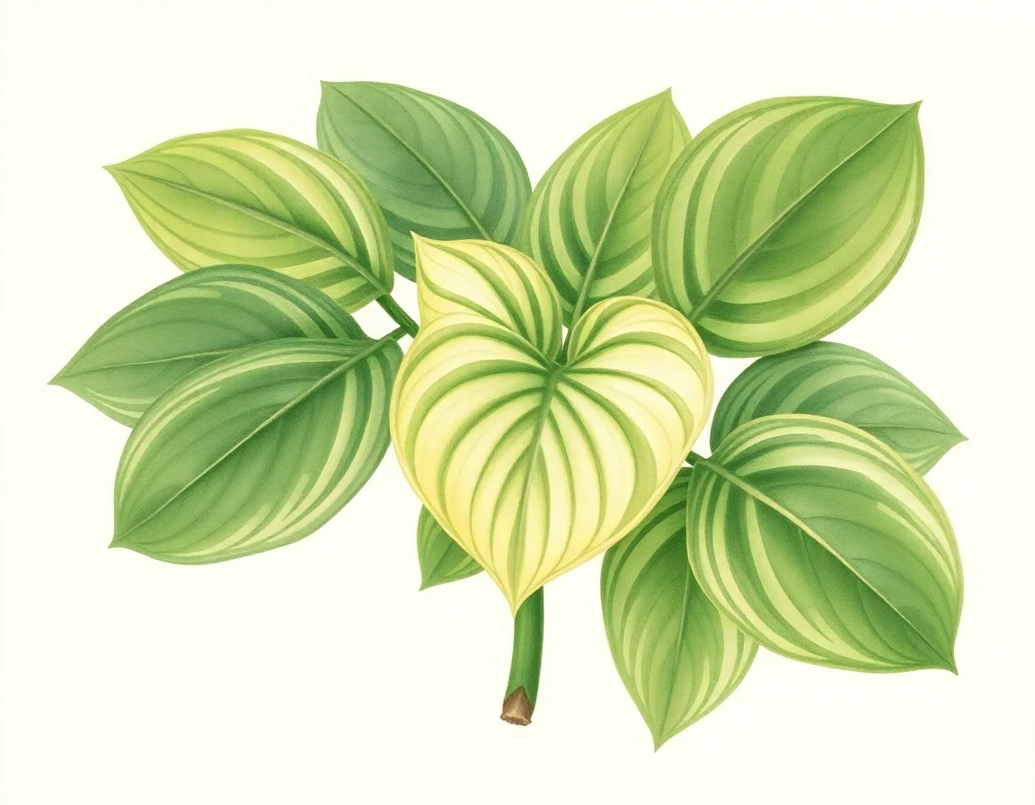 Watercolor illustration of Hosta 'Pollyanna'