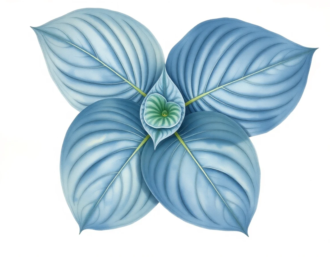 Watercolor illustration of Hosta 'Popcorn'