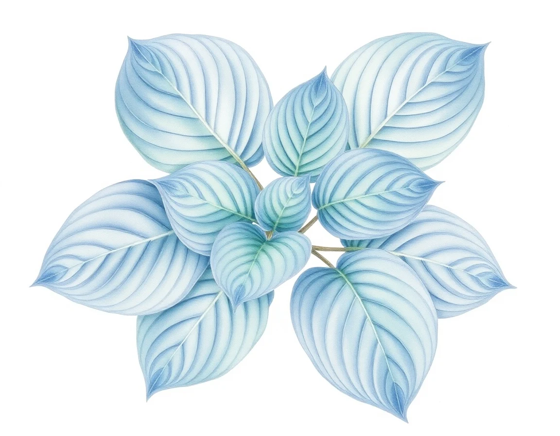Watercolor illustration of Hosta 'Pounamu'