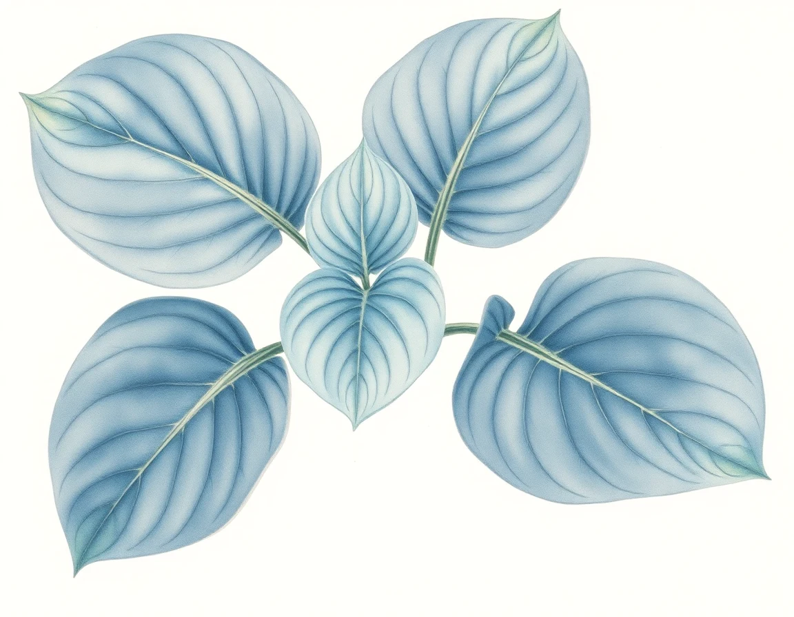 Watercolor illustration of Hosta 'Powder Blue'