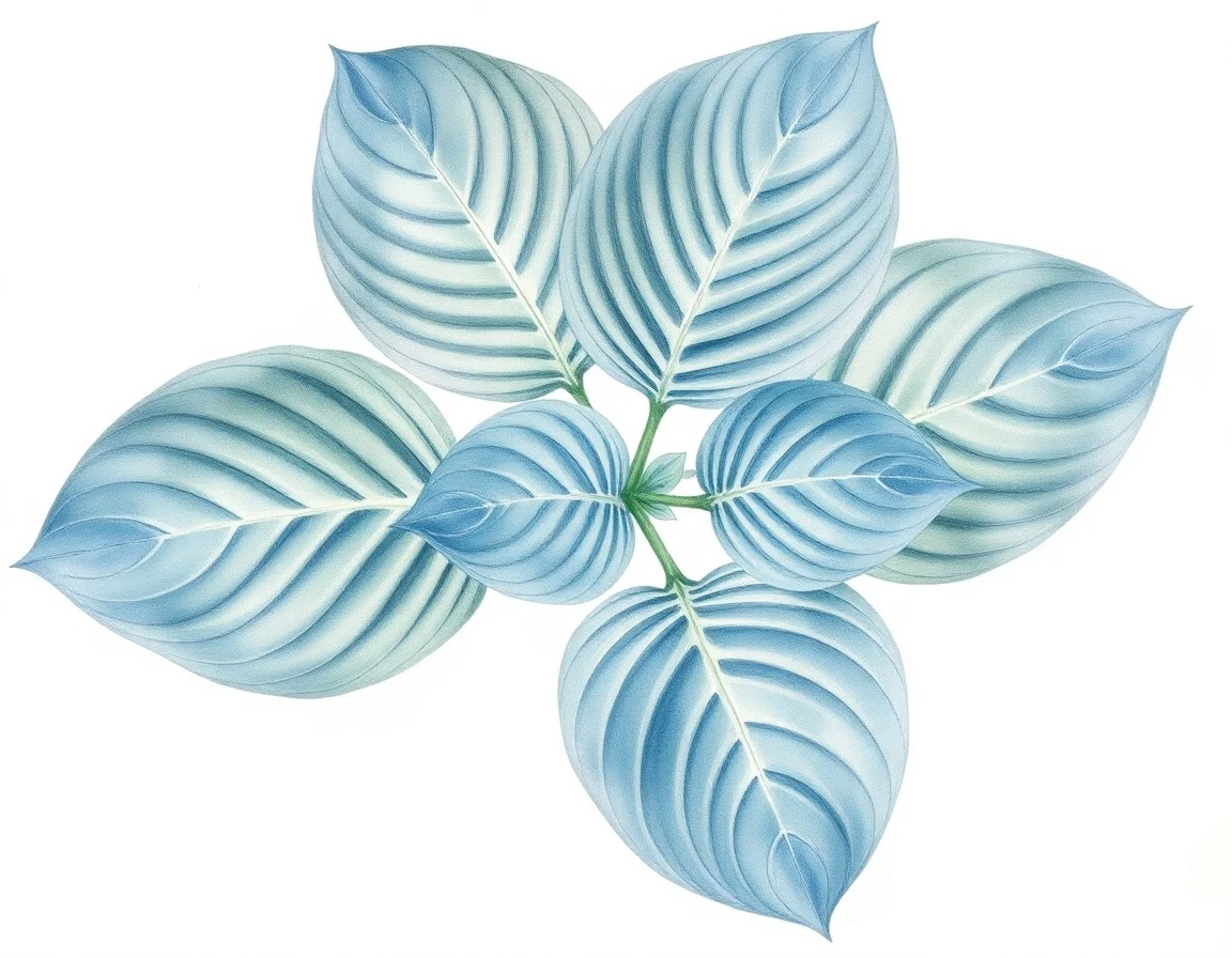 Watercolor illustration of Hosta 'Prairie Magic'