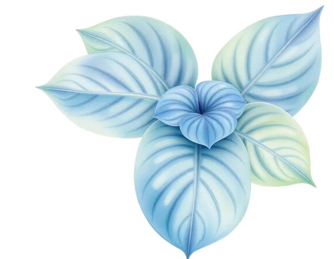 Watercolor illustration of Hosta 'Prairie Sky'