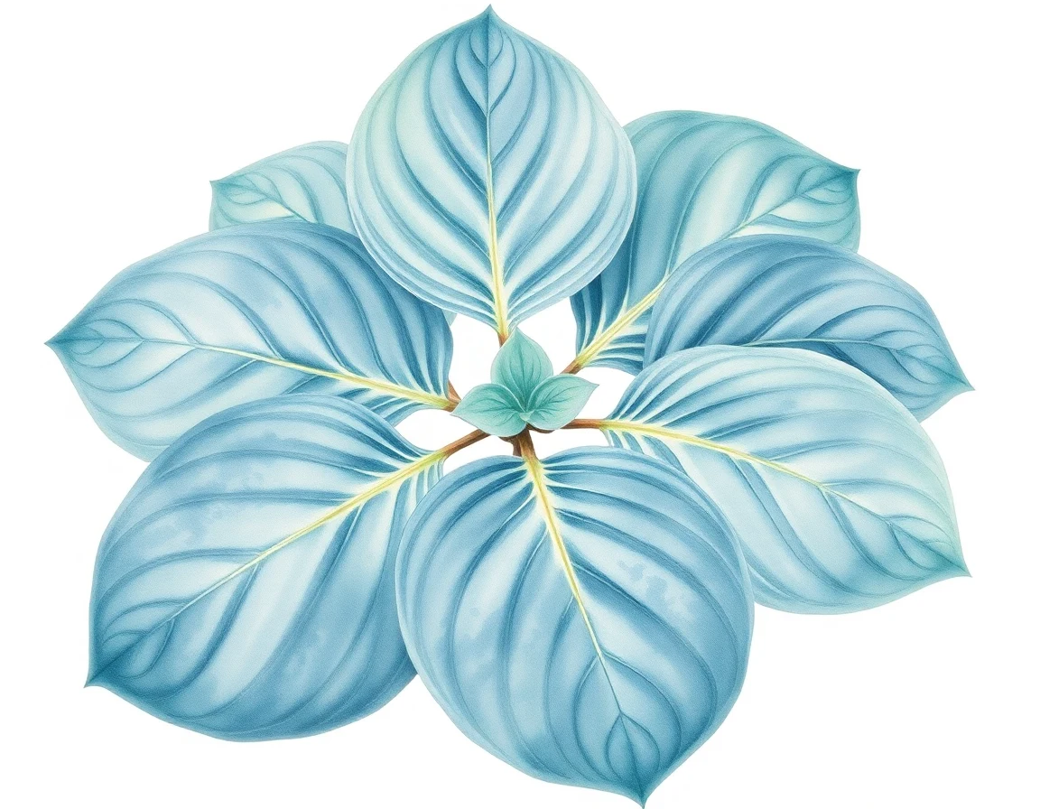 Watercolor illustration of Hosta 'Prairie Zephyr'