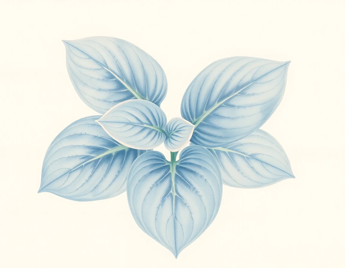 Watercolor illustration of Hosta 'Prawdzik Sunfish'