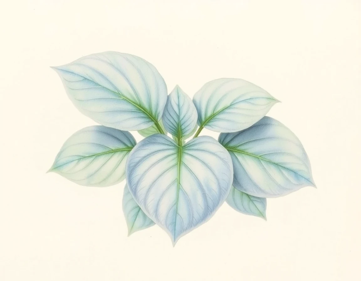 Watercolor illustration of Hosta 'Pretty Kitty'